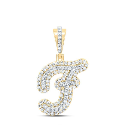 10k Yellow Gold Mens 0.41 CTW Natural Diamond Initial "F" Charm 1.82g Pendant