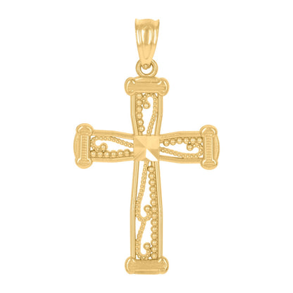 Genuine 10k Yellow & White Gold Unisex Cross Religious 1.3gms Pendant
