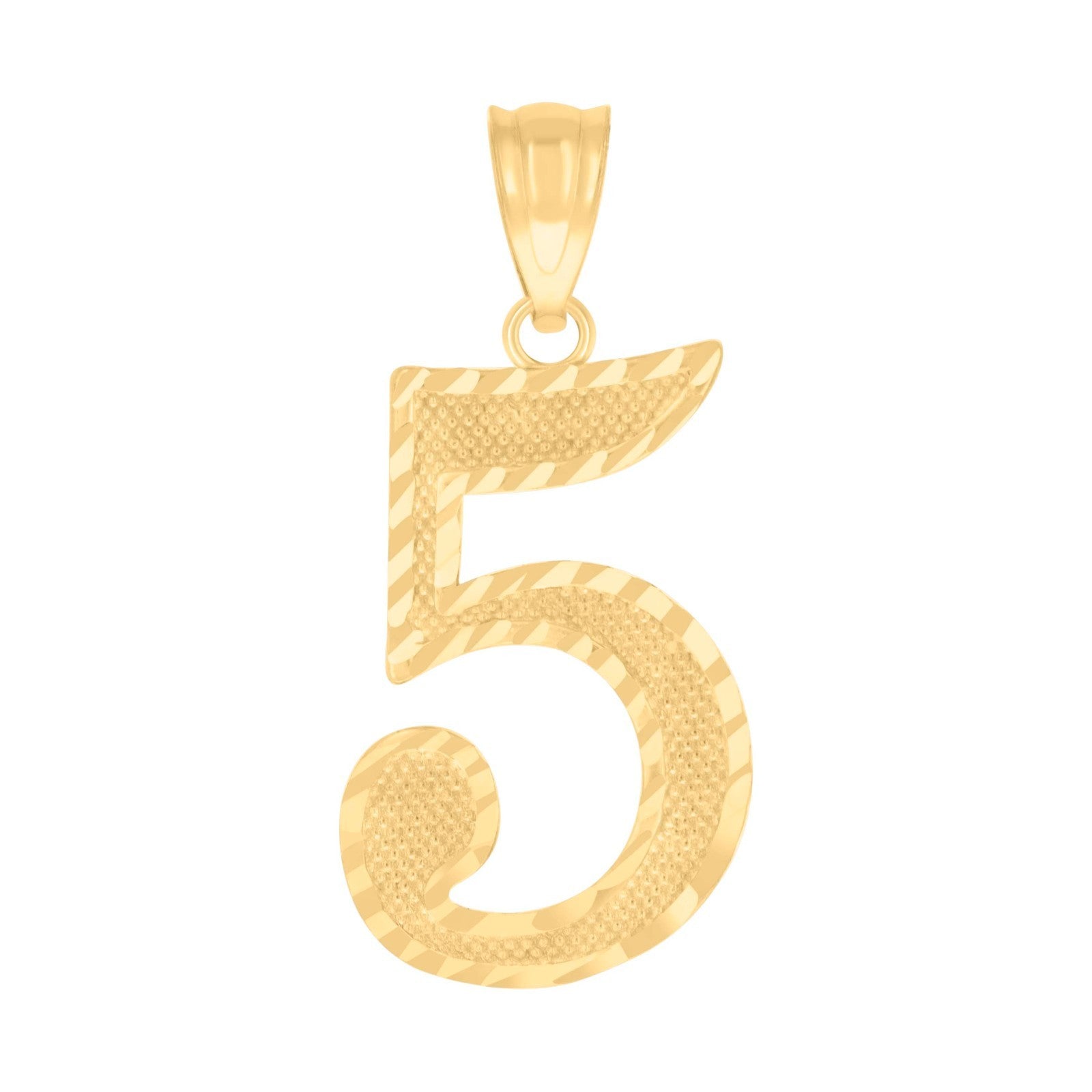 10k Yellow Gold Initial Number "5" Pendant 1.3g Numeral Unisex Charm