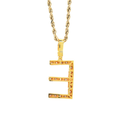 925 Yellow Natural 0.15 CTW Diamond Initial Alphabet "E" Pendant 2g Unisex Charm