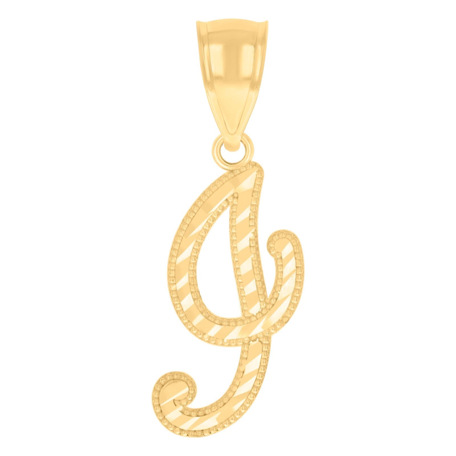 10k Yellow Gold Initial Letter "I" Pendant 0.8g Script Alphabet Unisex Charm