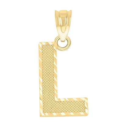 10k Yellow Gold Initial Letter "L" Pendant 0.7g Alphabet Unisex Charm