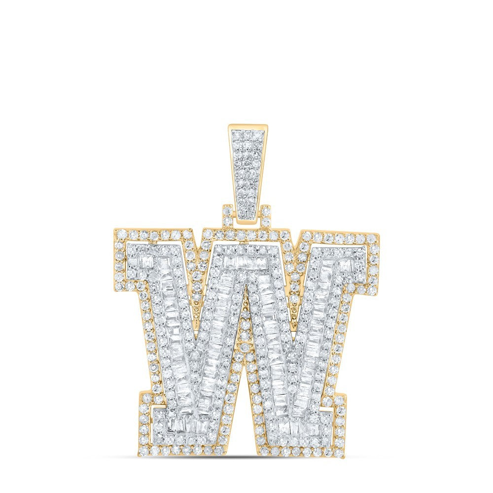 10k Yellow Gold Mens 1.43 CTW Natural Diamond Initial "W" Charm 5.15g Pendant