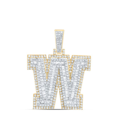 10k Yellow Gold Mens 1.43 CTW Natural Diamond Initial "W" Charm 5.15g Pendant