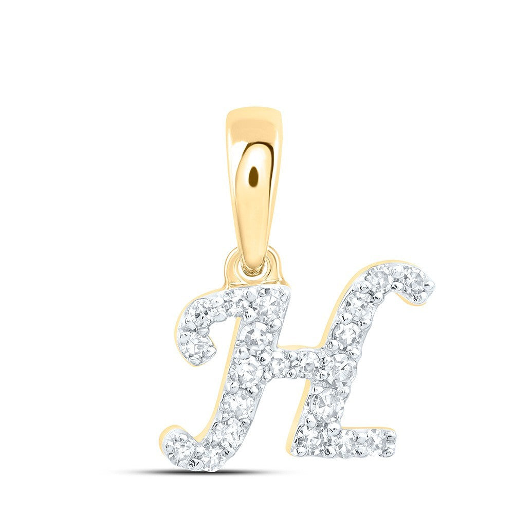 10k Yellow Gold 0.08CTW Natural Diamond Initial "H" Charm 0.31g Letter Pendant