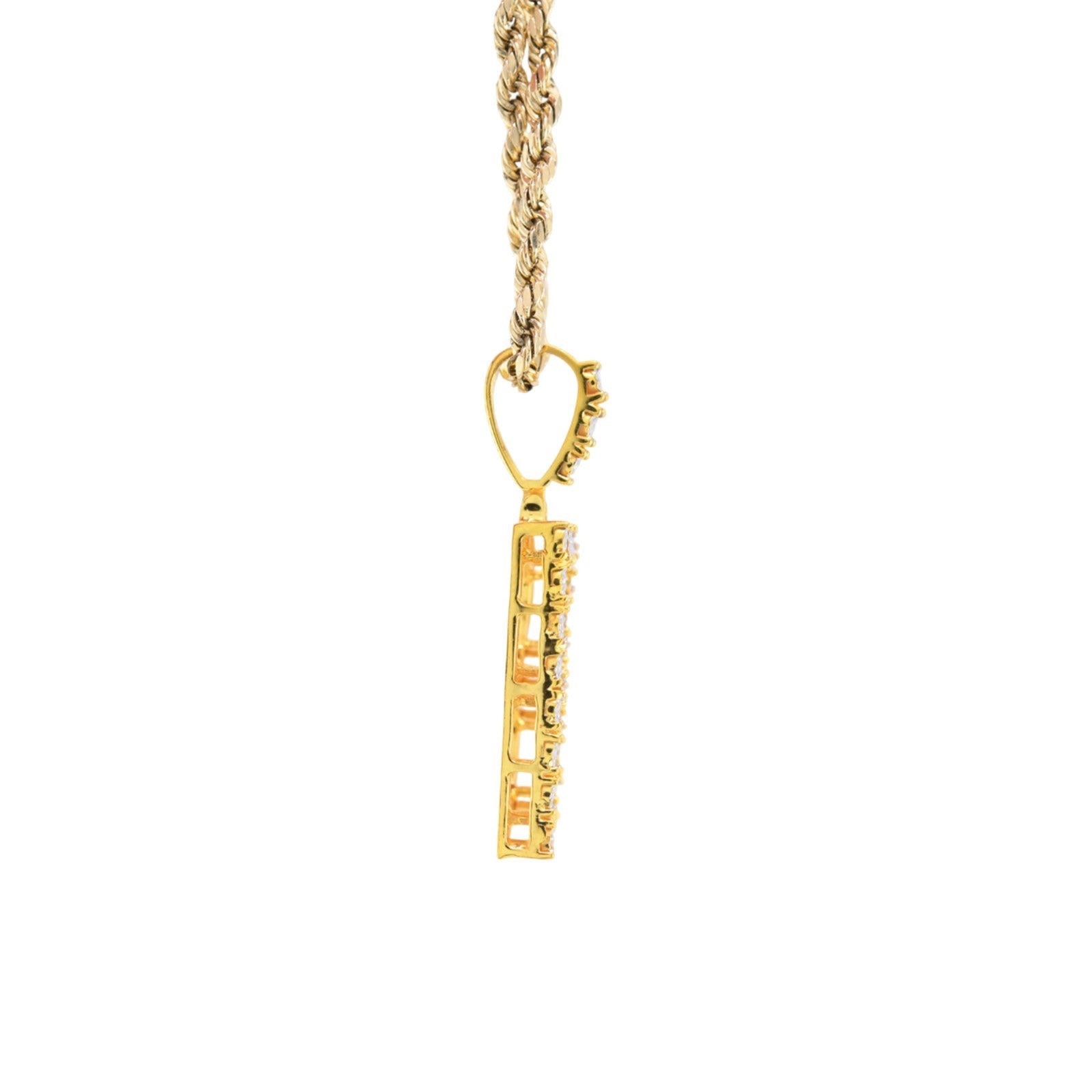 925 Yellow Natural 0.15 CTW Diamond Initial Alphabet "B" Pendant 2g Unisex Charm