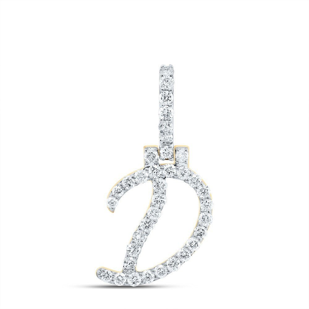5/8CTW Natural Diamond 10k Yellow Gold Initial "D" Letter Charm 1.42g Pendant - Elite Jewelers - Charms & Pendants