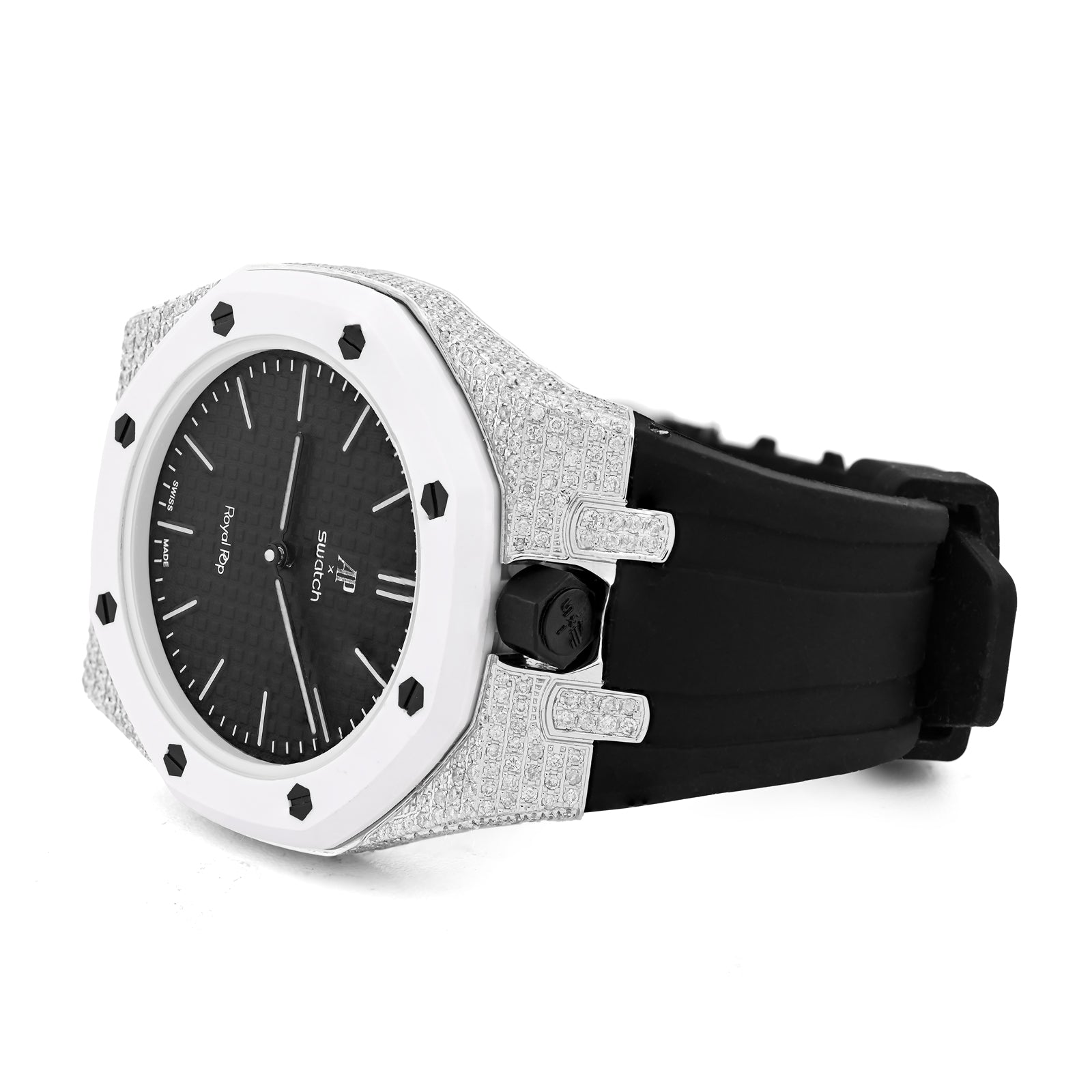 AP x Swatch Royal Pop Natural Diamond Band Black/White Watch Ocho Negro
