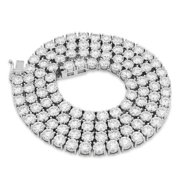 5MM 10k White Gold 55CTW Lab Grown Diamond Tennis Chain 52.5g 22 Inches Necklace - Elite Jewelers - Necklaces