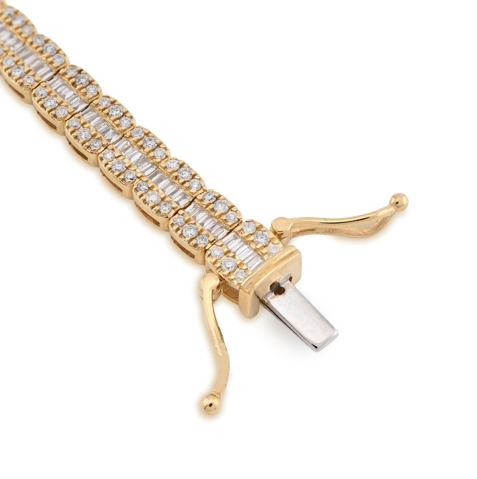 5MM 10k Yellow Gold 15.4g 2.97CTW Natural Round/Baguette Tennis Diamond Bracelet - Elite Jewelers - Bracelets