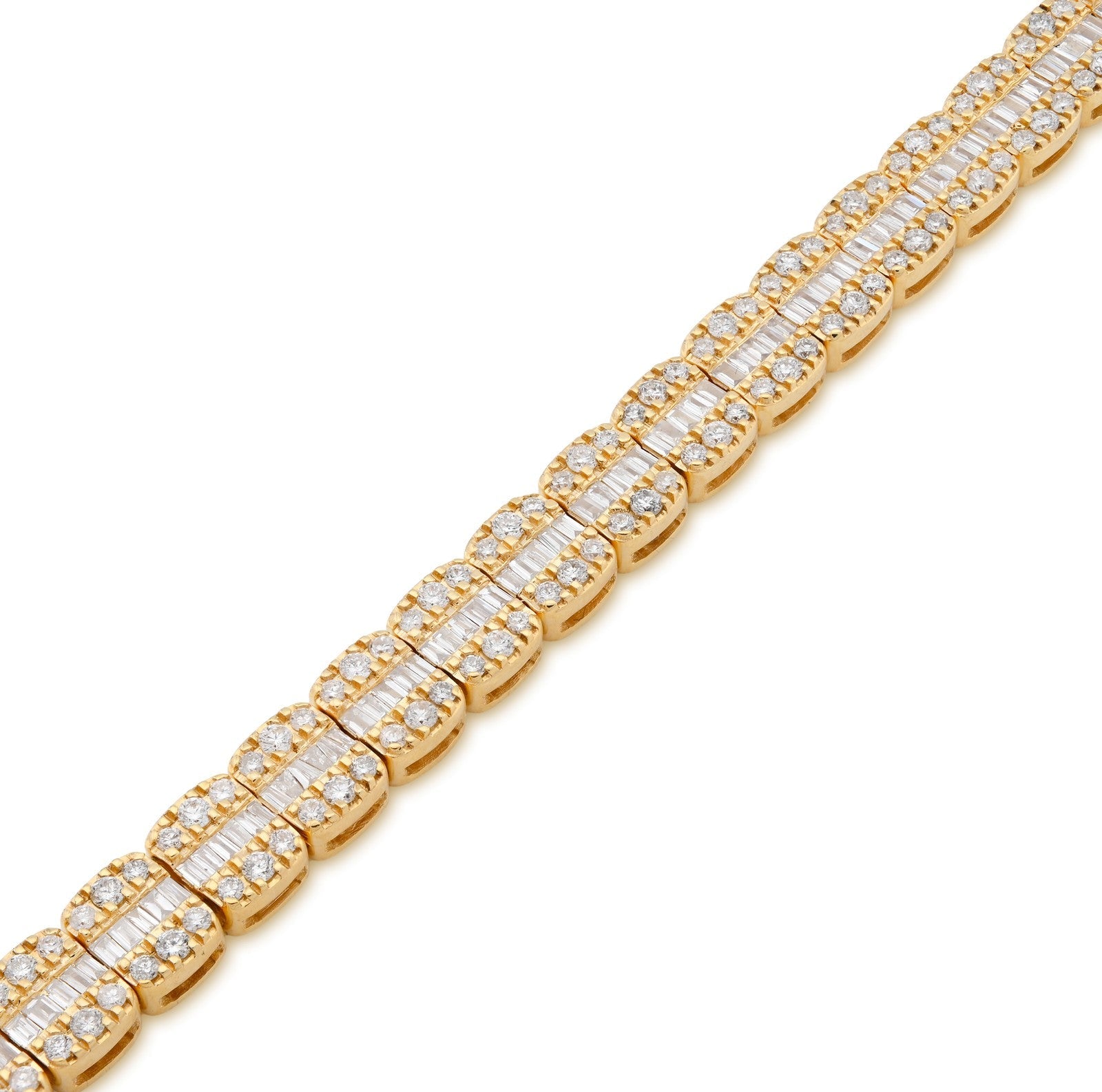 5MM 10k Yellow Gold 15.4g 2.97CTW Natural Round/Baguette Tennis Diamond Bracelet - Elite Jewelers - Bracelets