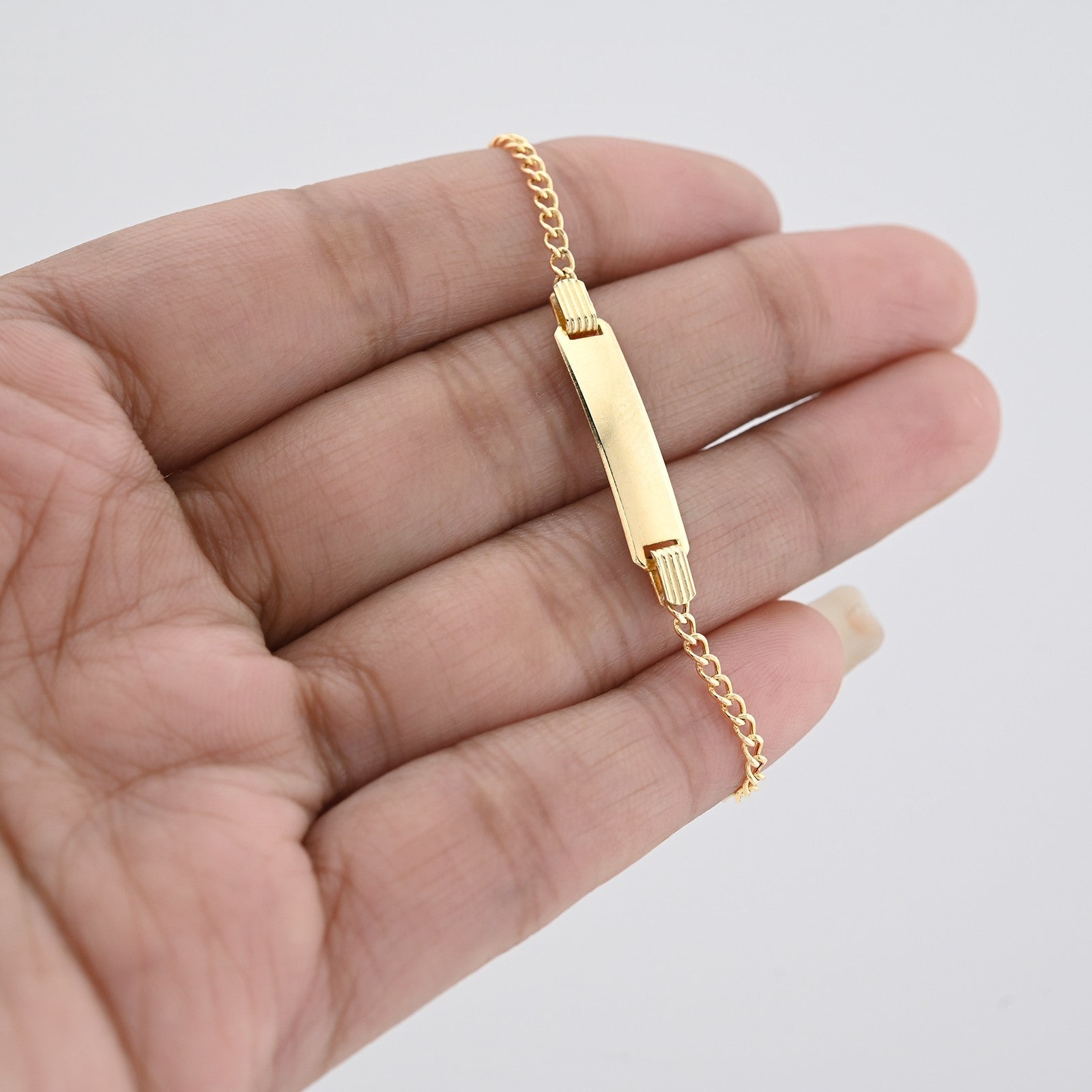 5MM 10k Yellow Gold 1.5gms Cuban Baby Bracelet 5.5 Inches Engravable ID Armlet - Elite Jewelers - Bracelets