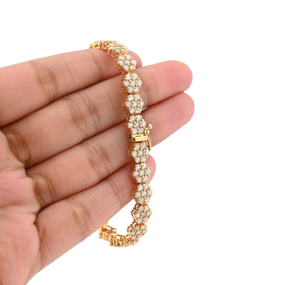 5MM 10k Yellow Gold 16.6g 7.5CTW Natural Diamond Flower Tennis Bracelet 8 Inches - Elite Jewelers - Bracelets