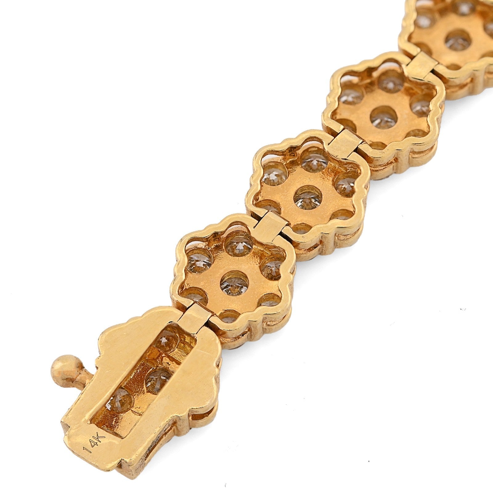 5MM 10k Yellow Gold 16.6g 7.5CTW Natural Diamond Flower Tennis Bracelet 8 Inches - Elite Jewelers - Bracelets