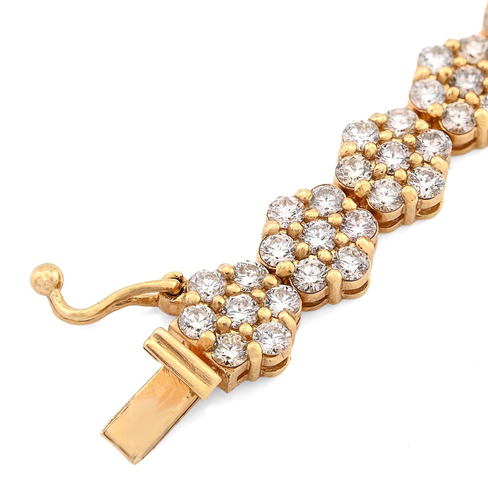 5MM 10k Yellow Gold 16.6g 7.5CTW Natural Diamond Flower Tennis Bracelet 8 Inches - Elite Jewelers - Bracelets