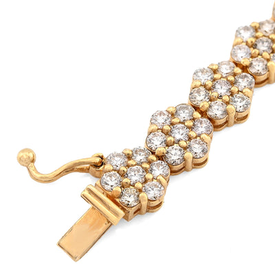 5MM 10k Yellow Gold 16.6g 7.5CTW Natural Diamond Flower Tennis Bracelet 8 Inches - Elite Jewelers - Bracelets