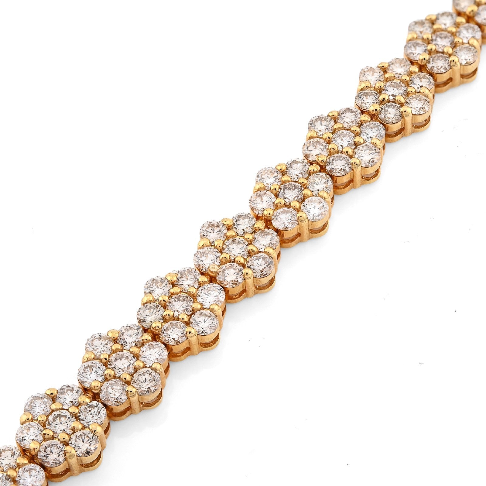 5MM 10k Yellow Gold 16.6g 7.5CTW Natural Diamond Flower Tennis Bracelet 8 Inches - Elite Jewelers - Bracelets