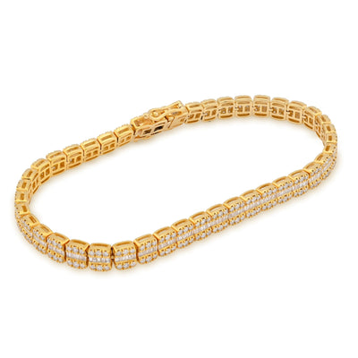 5MM 10k Yellow Gold 16.8gms 3.71CTW Pure Round/Baguette Diamond Tennis Bracelet - Elite Jewelers - Bracelets