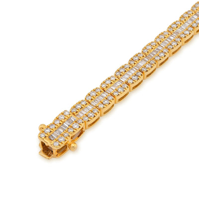 5MM 10k Yellow Gold 16.8gms 3.71CTW Pure Round/Baguette Diamond Tennis Bracelet - Elite Jewelers - Bracelets