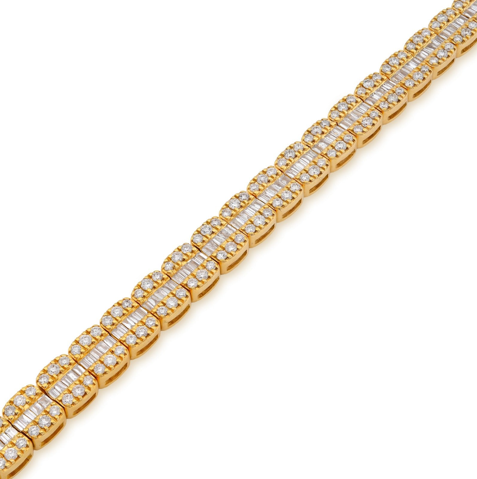 5MM 10k Yellow Gold 16.8gms 3.71CTW Pure Round/Baguette Diamond Tennis Bracelet - Elite Jewelers - Bracelets
