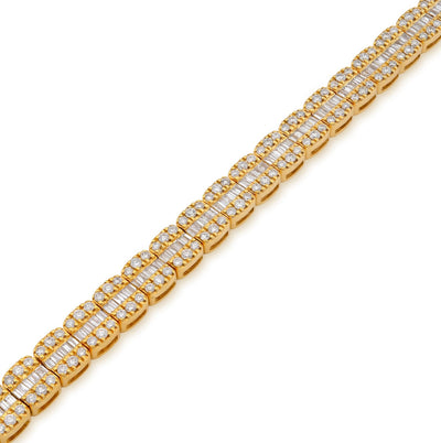 5MM 10k Yellow Gold 16.8gms 3.71CTW Pure Round/Baguette Diamond Tennis Bracelet - Elite Jewelers - Bracelets