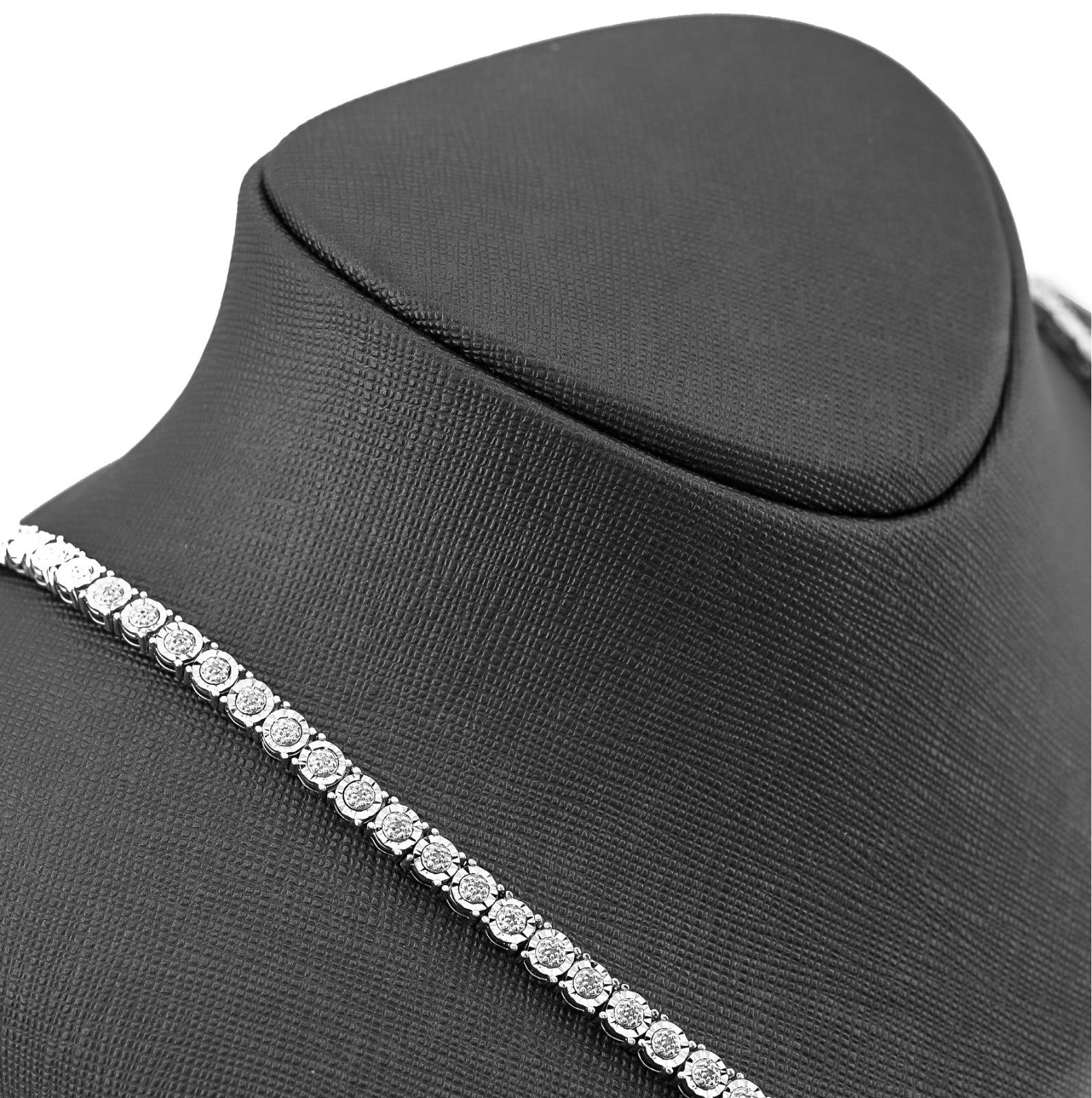 5MM 925 Silver 2.95CTW Illusion Setting 24 Inches Tennis Chain Necklace 38 grams - Elite Jewelers - Necklaces & Chains