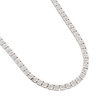 5MM 925 Silver 2.95CTW Illusion Setting 24 Inches Tennis Chain Necklace 38 grams - Elite Jewelers - Necklaces & Chains