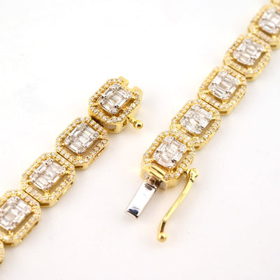 6.5MM 10k Yellow Gold 22In 6.6CTW Baguette Diamond Rectangle Tennis Chain 31.9gm - Elite Jewelers - Necklaces & Chains
