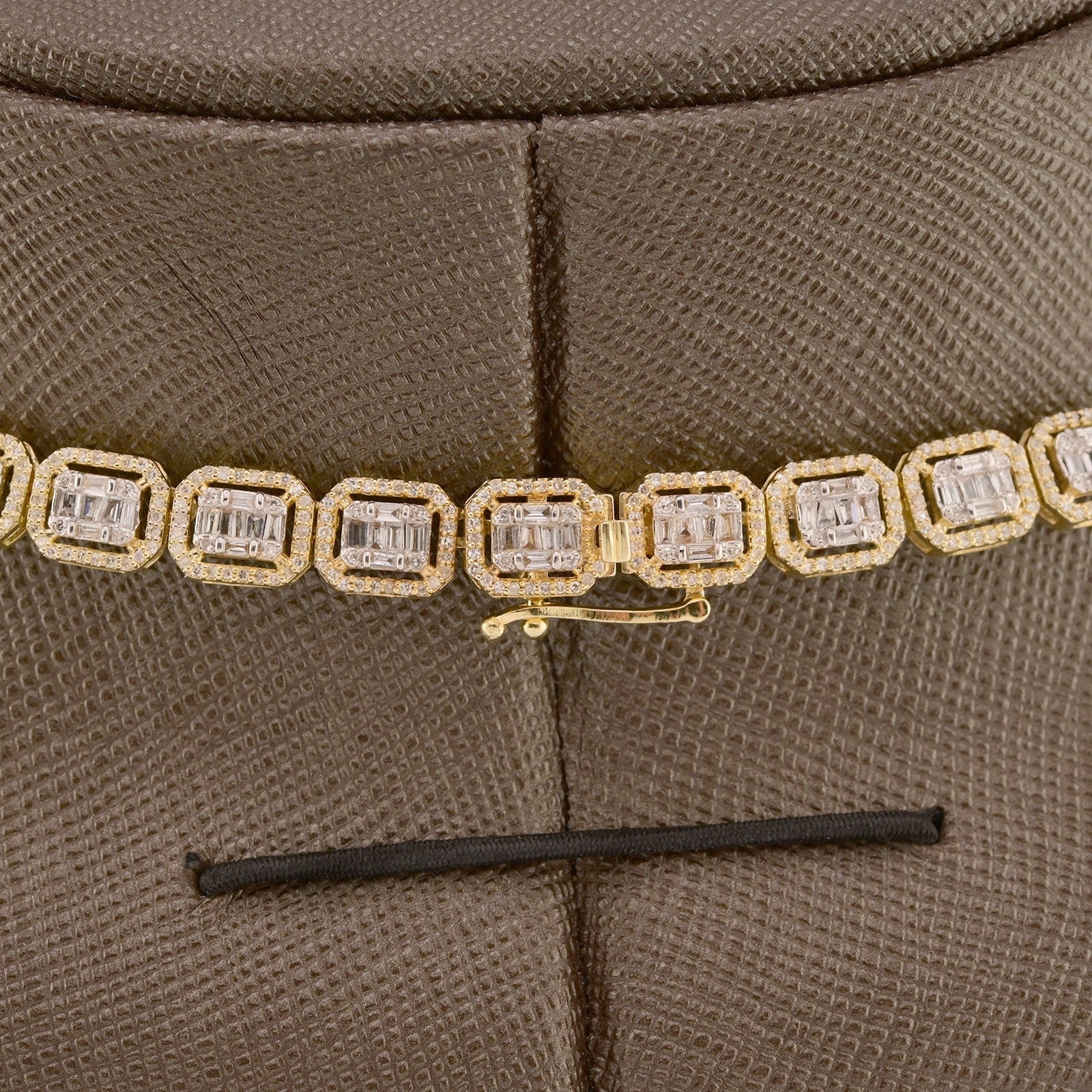 6.5MM 10k Yellow Gold 22In 6.6CTW Baguette Diamond Rectangle Tennis Chain 31.9gm - Elite Jewelers - Necklaces & Chains