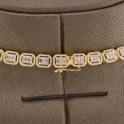 6.5MM 10k Yellow Gold 22In 6.6CTW Baguette Diamond Rectangle Tennis Chain 31.9gm - Elite Jewelers - Necklaces & Chains