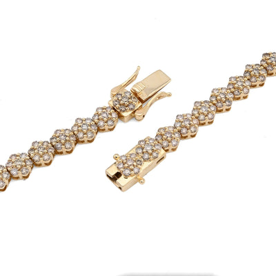 6MM 10k Yellow Gold 16.89CTW Diamond 41.6g Flower Setting Tennis Chain 22 Inches - Elite Jewelers - Necklaces & Chains
