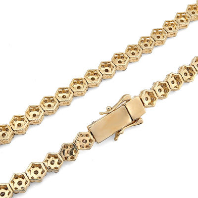 6MM 10k Yellow Gold 16.89CTW Diamond 41.6g Flower Setting Tennis Chain 22 Inches - Elite Jewelers - Necklaces & Chains