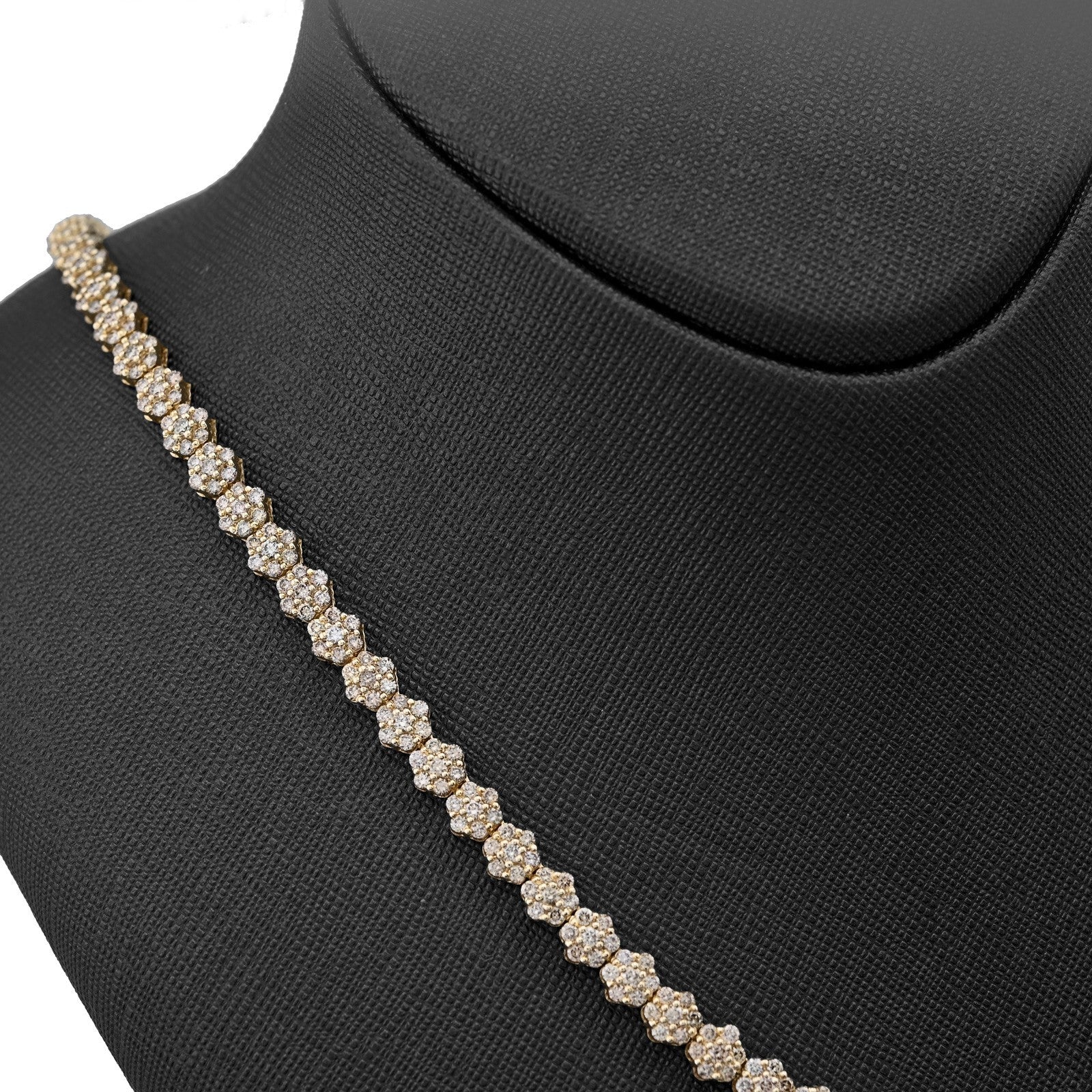 6MM 10k Yellow Gold 16.89CTW Diamond 41.6g Flower Setting Tennis Chain 22 Inches - Elite Jewelers - Necklaces & Chains