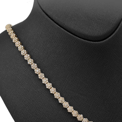 6MM 10k Yellow Gold 16.89CTW Diamond 41.6g Flower Setting Tennis Chain 22 Inches - Elite Jewelers - Necklaces & Chains