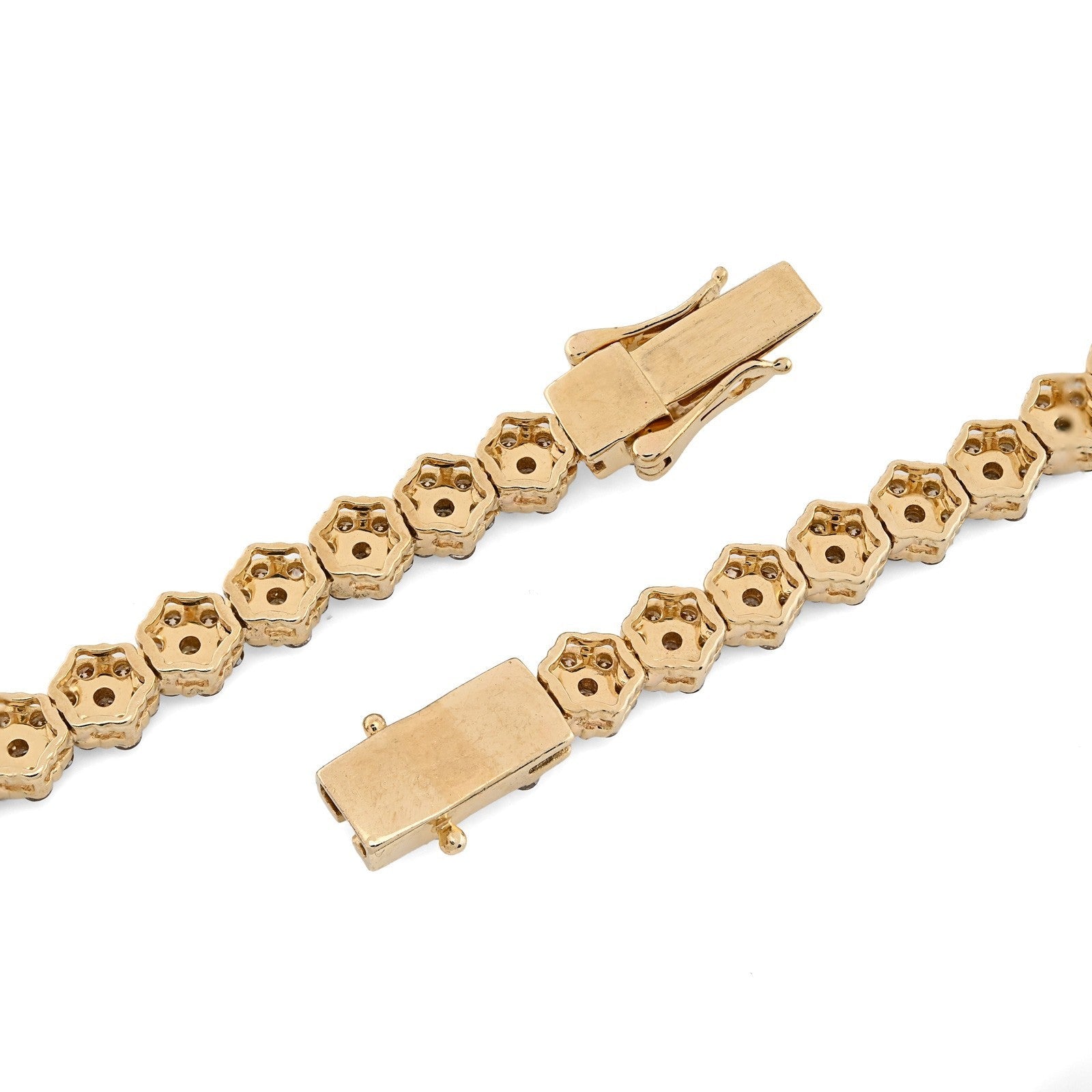 6MM 10k Yellow Gold 16.89CTW Diamond 41.6g Flower Setting Tennis Chain 22 Inches - Elite Jewelers - Necklaces & Chains
