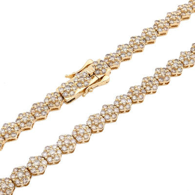 6MM 10k Yellow Gold 16.89CTW Diamond 41.6g Flower Setting Tennis Chain 22 Inches - Elite Jewelers - Necklaces & Chains