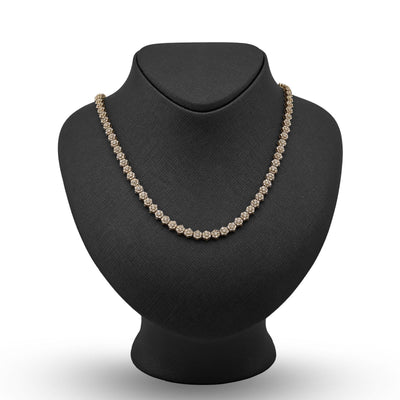 6MM 10k Yellow Gold 16.89CTW Diamond 41.6g Flower Setting Tennis Chain 22 Inches - Elite Jewelers - Necklaces & Chains