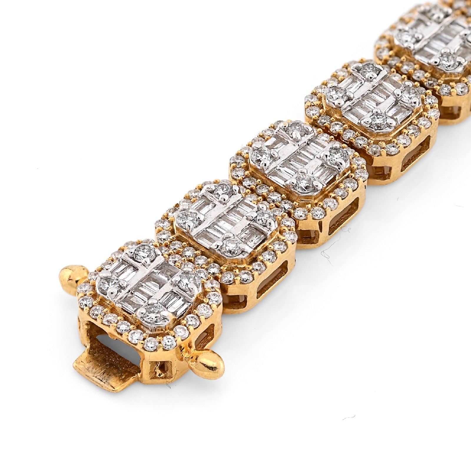 6MM 10k Yellow Gold 18.2g 4.12CTW Natural Round/Baguette Diamond Tennis Bracelet - Elite Jewelers - Bracelets
