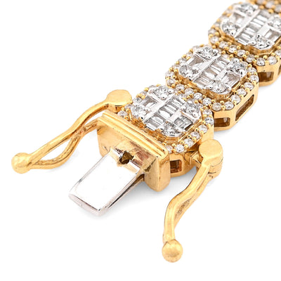 6MM 10k Yellow Gold 18.2g 4.12CTW Natural Round/Baguette Diamond Tennis Bracelet - Elite Jewelers - Bracelets