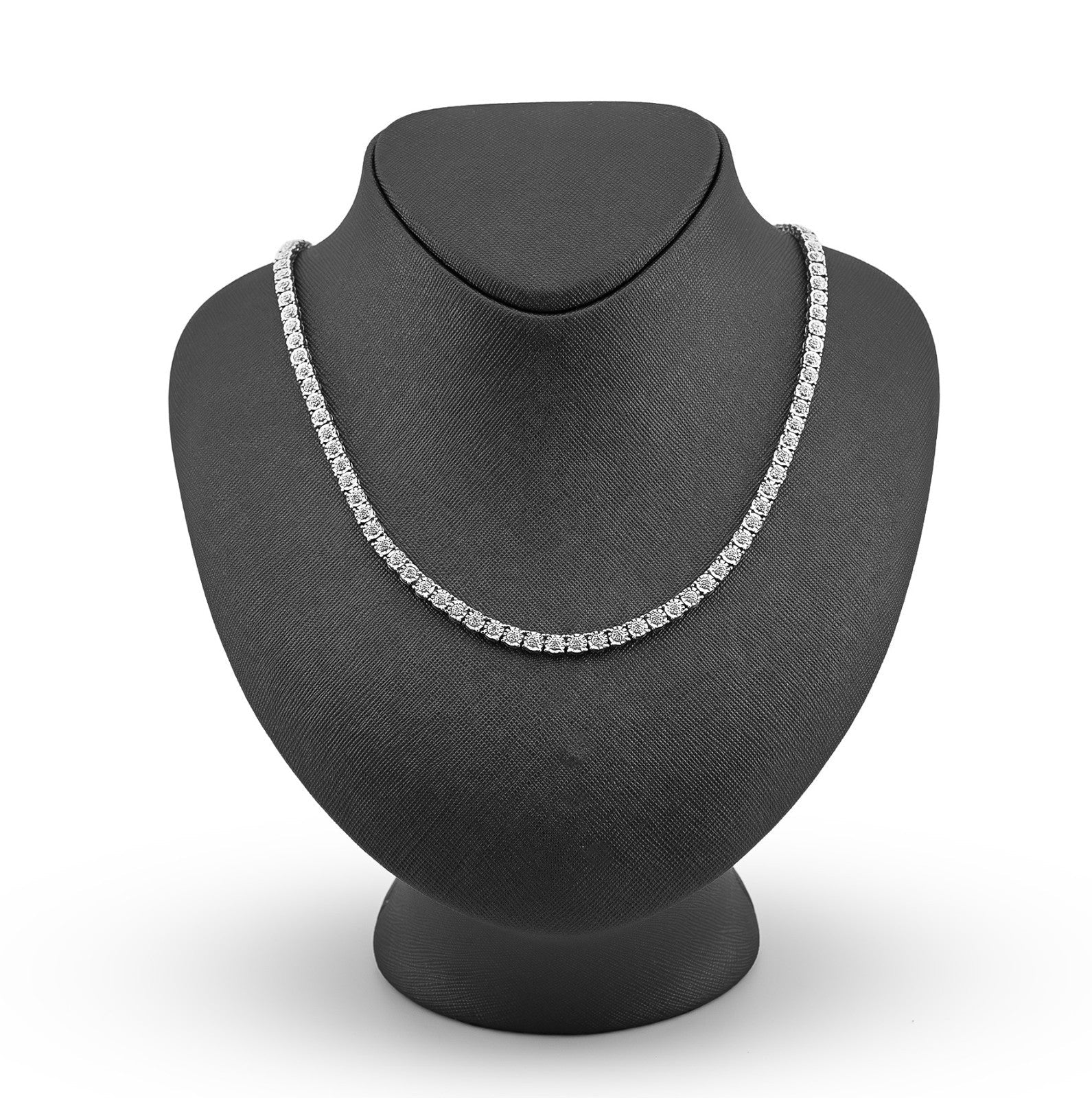 6MM 925 Silver 2.75CTW Illusion Setting 22 Inches Tennis Chain Necklace 35 grams - Elite Jewelers - Necklaces & Chains