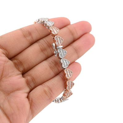 7.5MM 10k 2 - Tone Gold 14.8g 2.72CTW Round/Baguette Diamond Heart Tennis Bracelet - Elite Jewelers - Bracelets