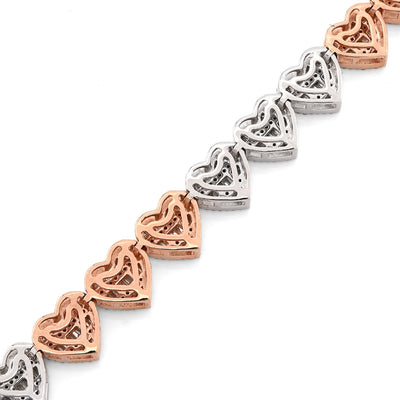 7.5MM 10k 2 - Tone Gold 14.8g 2.72CTW Round/Baguette Diamond Heart Tennis Bracelet - Elite Jewelers - Bracelets