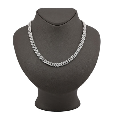 7.5MM 925 Sterling Silver 10CTW Lab Diamond Cuban Chain 59.7g 22 Inches Necklace - Elite Jewelers - Necklaces