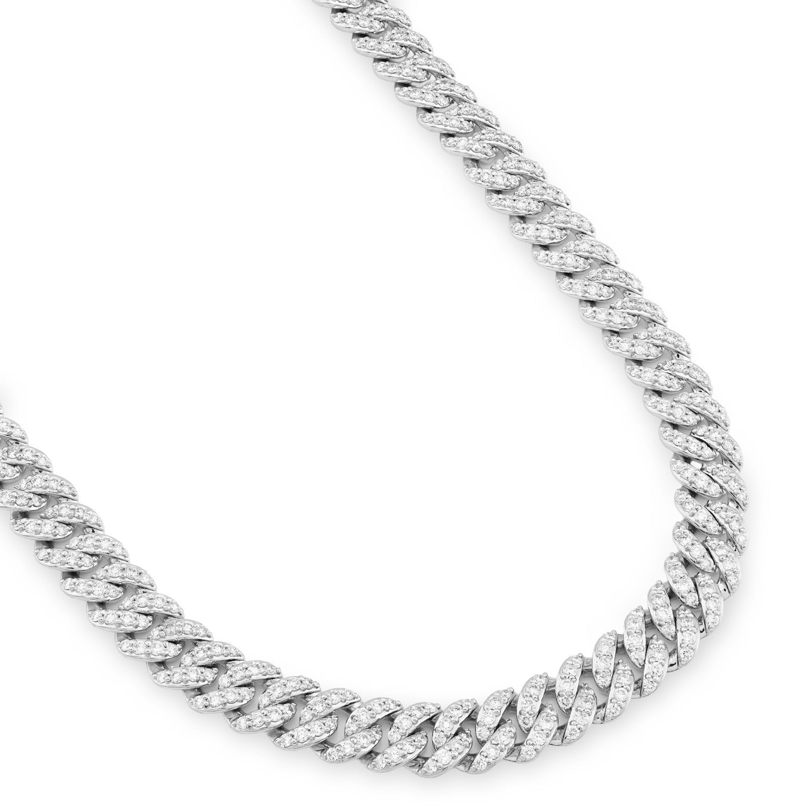 7.5MM 925 Sterling Silver 10CTW Lab Diamond Cuban Chain 59.7g 22 Inches Necklace - Elite Jewelers - Necklaces