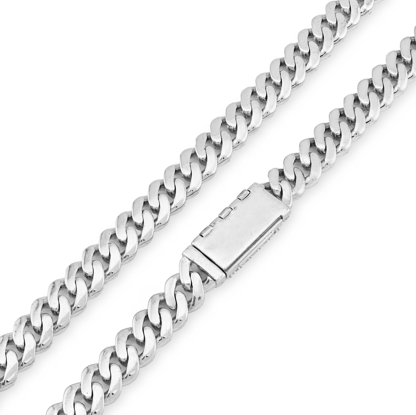 7.5MM 925 Sterling Silver 10CTW Lab Diamond Cuban Chain 59.7g 22 Inches Necklace - Elite Jewelers - Necklaces