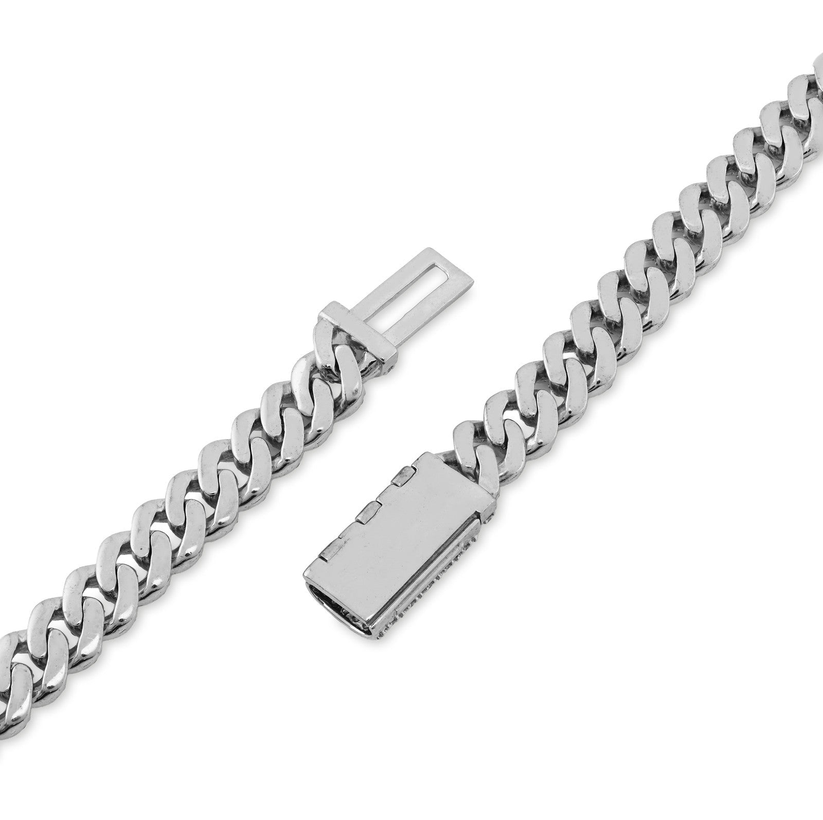 7.5MM 925 Sterling Silver 10CTW Lab Diamond Cuban Chain 59.7g 22 Inches Necklace - Elite Jewelers - Necklaces
