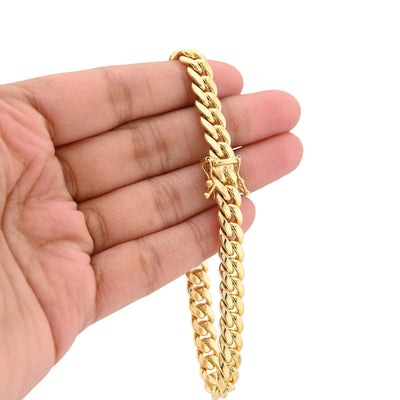 7.5MM Real 10k Yellow Gold Men Solid Cuban Link Bracelet 32.9gms 8 Inches Armlet - Elite Jewelers - Bracelets