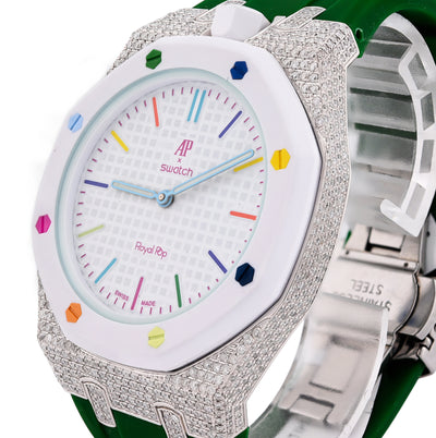 AP x Swatch Royal Pop Natural Diamond Band White Watch Huit Blanc