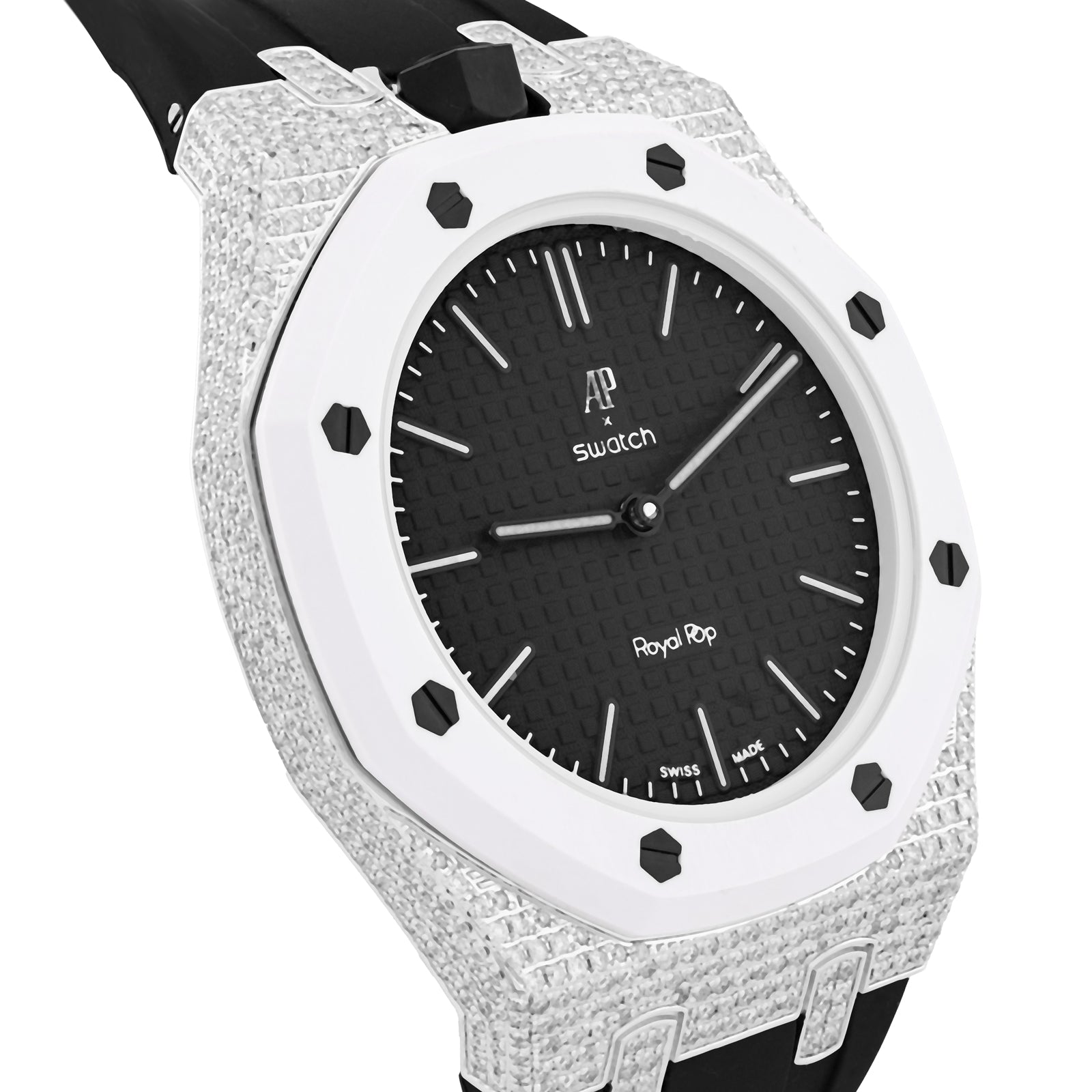 AP x Swatch Royal Pop Natural Diamond Band Black/White Watch Ocho Negro