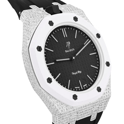 AP x Swatch Royal Pop Natural Diamond Band Black/White Watch Ocho Negro